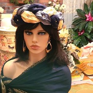 French Braided Puffy Padded Rhinestone Embellished Headband /Turban /Twist Hat